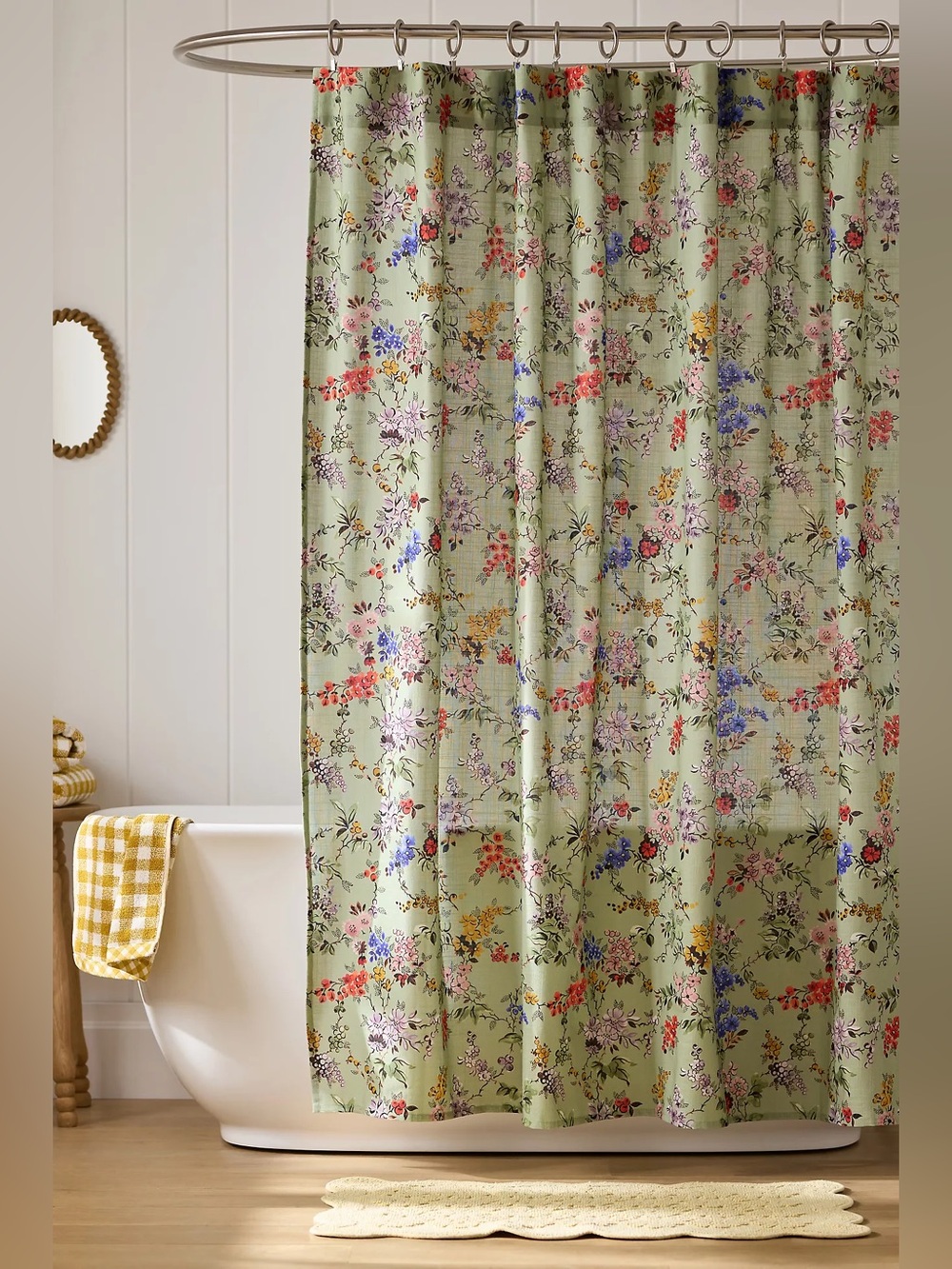 Anthropologie Printed Organic Cotton Slub Shower Curtain Collection